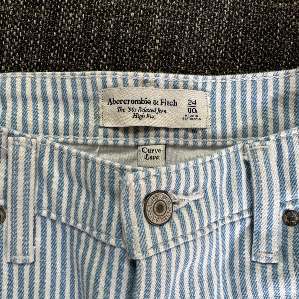 Abercrombie & Fitch Light Blue and White Striped Pants